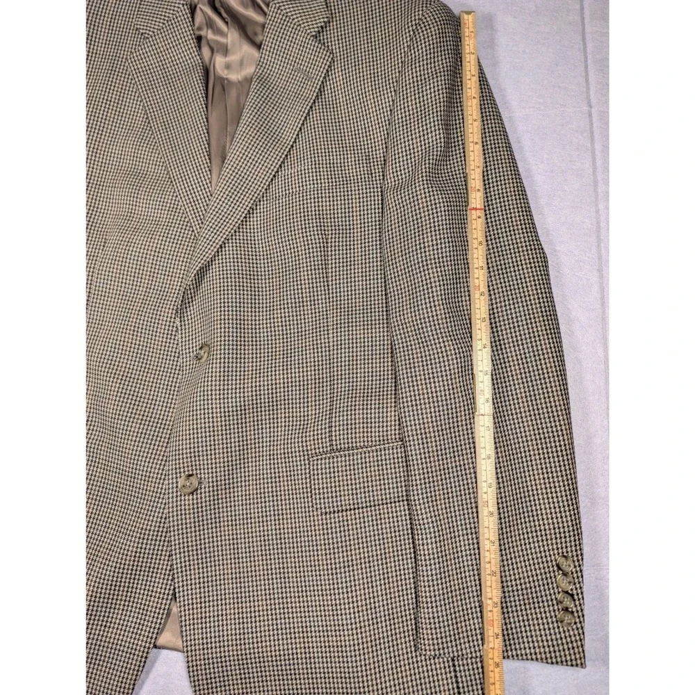 Austin Reed Sport Coat Mens 42R Brown Houndstooth Worsted Wool Blazer Excellent